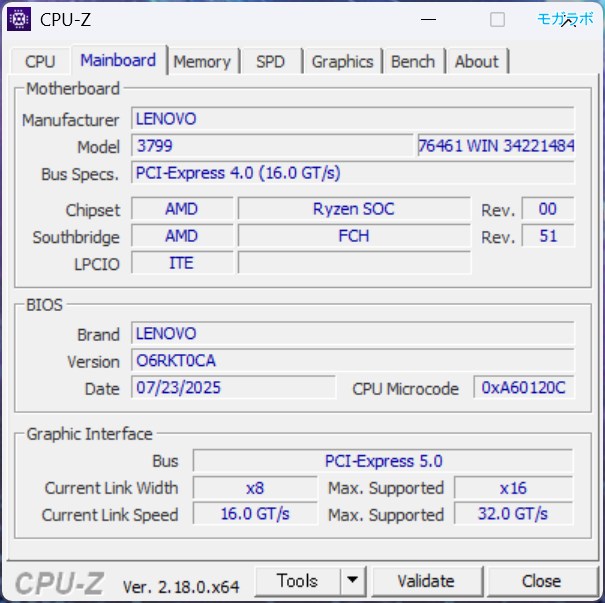 マザーボードは、LENOVO独自のもの