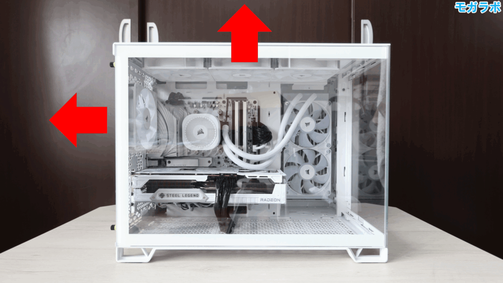 上面、背面に排気